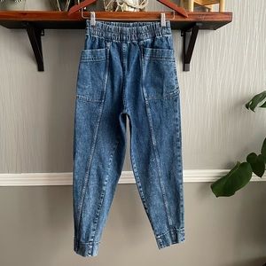 ASOS Weekday Byron acid wash tapered jeans in blue